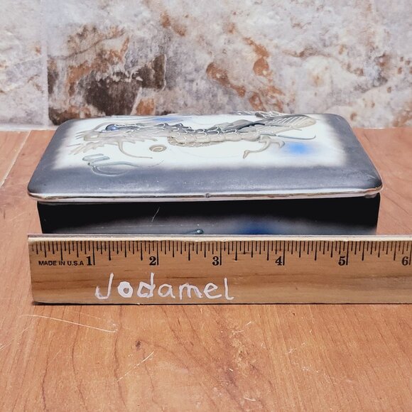 Vintage Hand Painted Moriage Dragon Ware Lidded Cigarette Trinket Box Japan - Picture 8 of 13